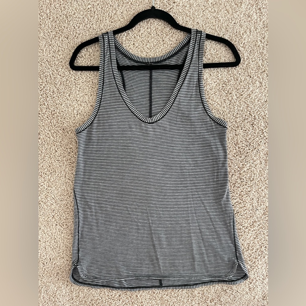 Women's Lululemon Circadian Tank Tonka Stripe Heathered Black Angel Wing - Picture 1 of 4